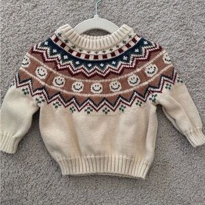 Cozy Cream Patterned Kids Sweater